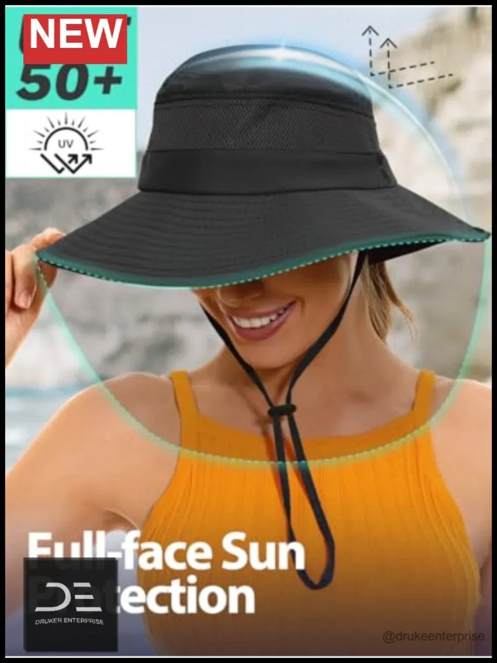Bucket Sun Hat with Ponytail Hole UPF 50+ Waterproof for Women Hiking Fishing